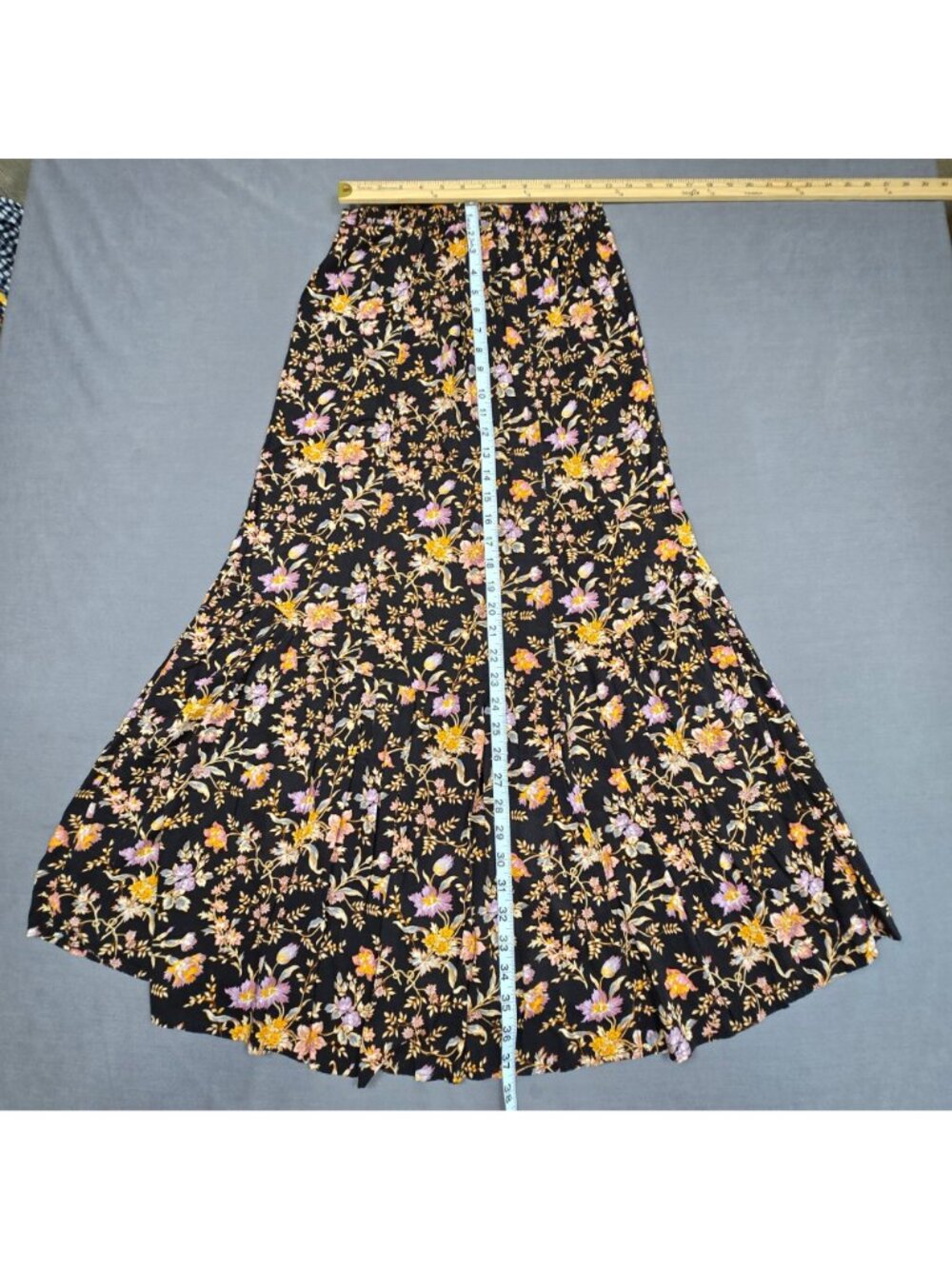 American Eagle Womens 2 Black Floral Maxi Skirt Boho Cottage Core - Picture 4 of 4